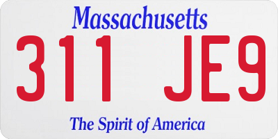 MA license plate 311JE9