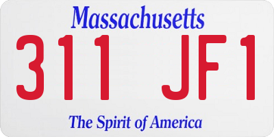 MA license plate 311JF1