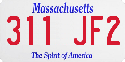 MA license plate 311JF2