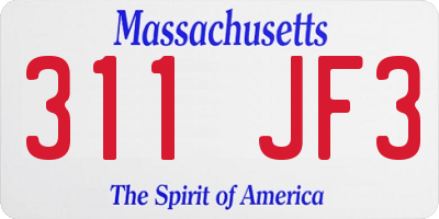 MA license plate 311JF3