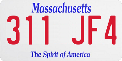 MA license plate 311JF4