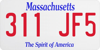 MA license plate 311JF5