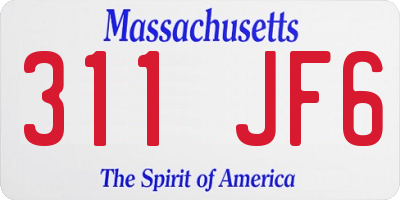 MA license plate 311JF6