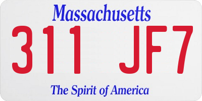 MA license plate 311JF7