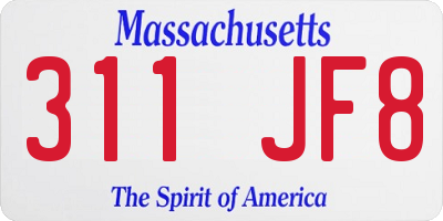 MA license plate 311JF8