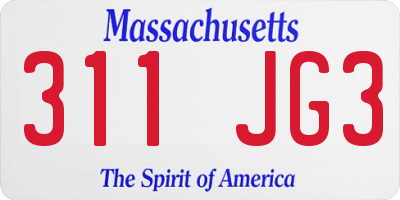 MA license plate 311JG3