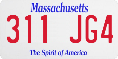 MA license plate 311JG4