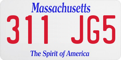 MA license plate 311JG5