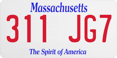 MA license plate 311JG7