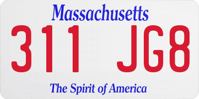MA license plate 311JG8