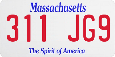 MA license plate 311JG9