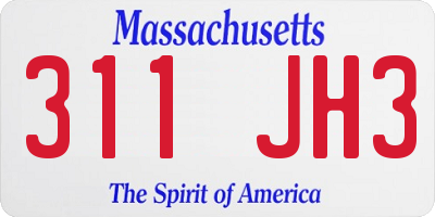 MA license plate 311JH3