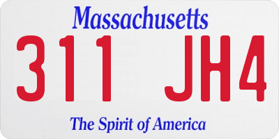 MA license plate 311JH4