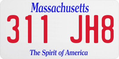 MA license plate 311JH8
