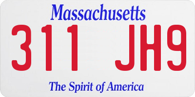 MA license plate 311JH9