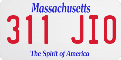 MA license plate 311JI0