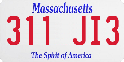 MA license plate 311JI3