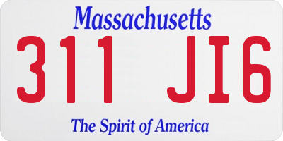 MA license plate 311JI6