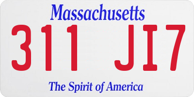 MA license plate 311JI7