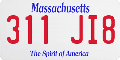 MA license plate 311JI8