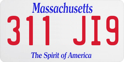 MA license plate 311JI9