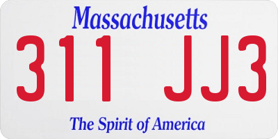 MA license plate 311JJ3