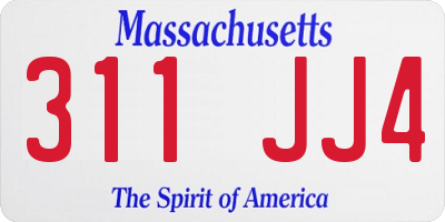 MA license plate 311JJ4