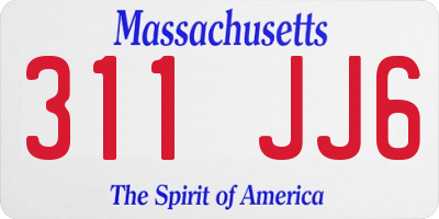 MA license plate 311JJ6