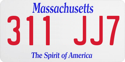 MA license plate 311JJ7