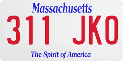 MA license plate 311JK0
