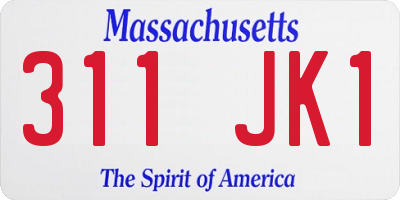 MA license plate 311JK1