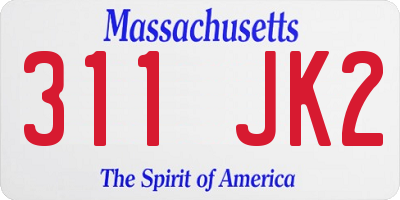 MA license plate 311JK2