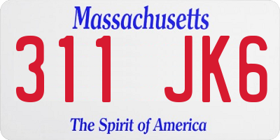 MA license plate 311JK6