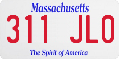 MA license plate 311JL0