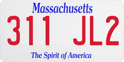 MA license plate 311JL2