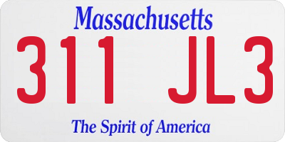 MA license plate 311JL3