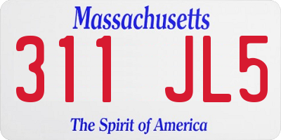 MA license plate 311JL5