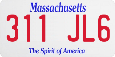 MA license plate 311JL6