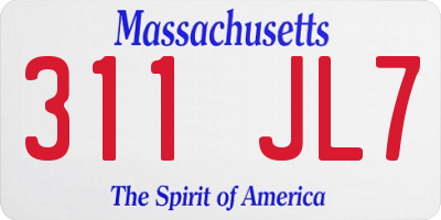 MA license plate 311JL7
