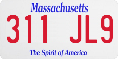 MA license plate 311JL9