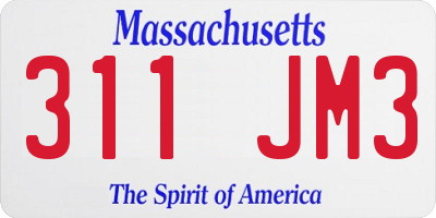 MA license plate 311JM3