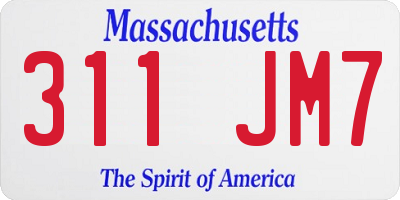 MA license plate 311JM7
