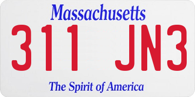 MA license plate 311JN3