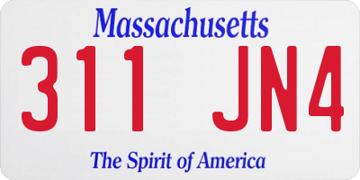 MA license plate 311JN4