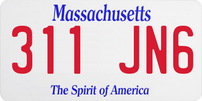 MA license plate 311JN6