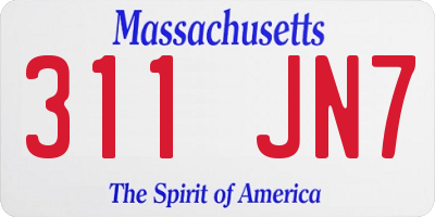 MA license plate 311JN7