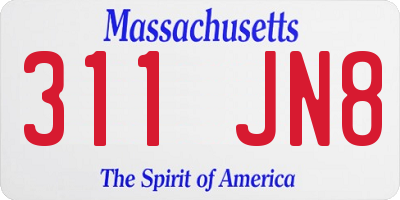 MA license plate 311JN8
