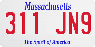 MA license plate 311JN9