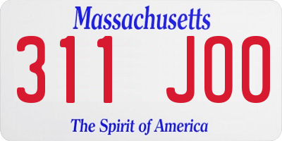 MA license plate 311JO0