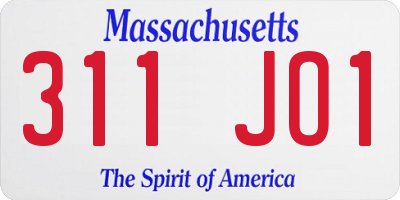 MA license plate 311JO1